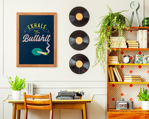 Green Exhale the Bullshit Giclee Quote Art Print